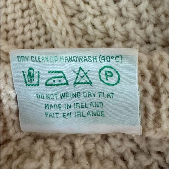 Irish Aran Handknit Wool Ivory Sweater for Men - Picture 11 of 11